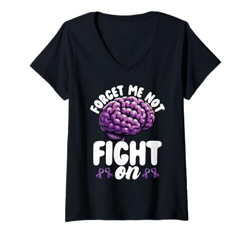 Damen Alzheimer Bewusstsein Vergiss-Mein-Nicht Kämpfe An Gehirn T-Shirt mit V-Ausschnitt von Alzheimer Bewusstseinsbekleidung