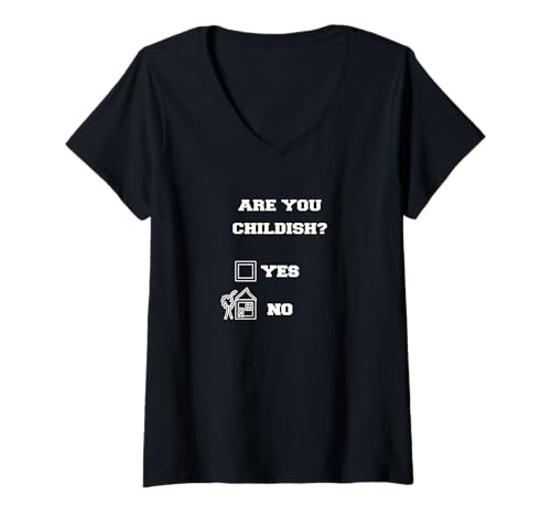 Damen Bist du kindlich? Lustiges T-Shirt T-Shirt mit V-Ausschnitt Damen Bist du kindlich? Lustiges T-Shirt T-Shirt mit V-Ausschnitt von Am I Childish