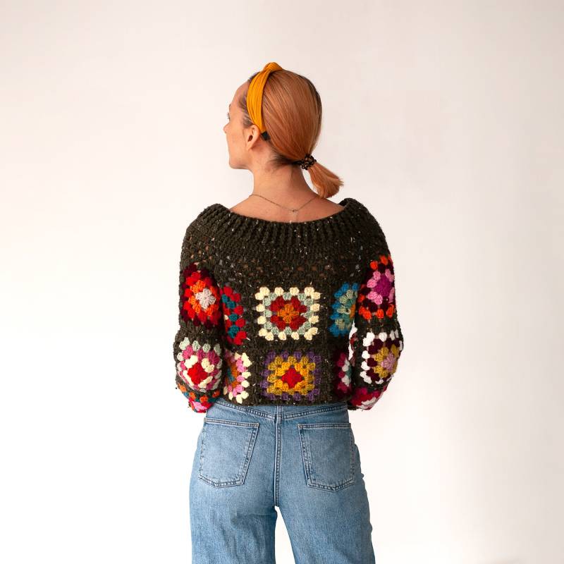 Gehäkeltes Oma Square Crop Pullover Top von AmCROCHETuk