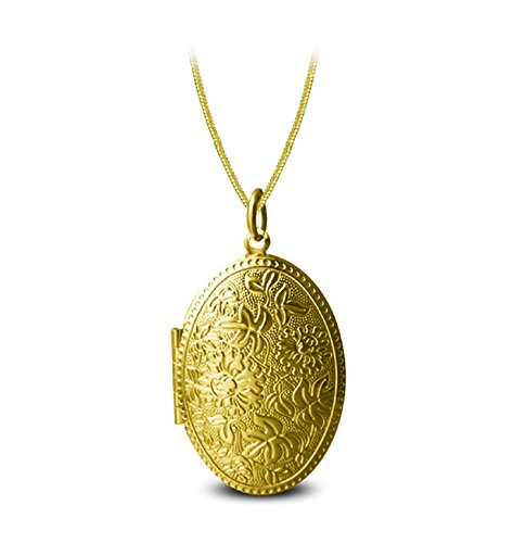 AMDXD Bilder Medaillon zum öffnen mit Kette Blume Oval Damen Herren Halskette mit Anhänger Gold von AMDXD