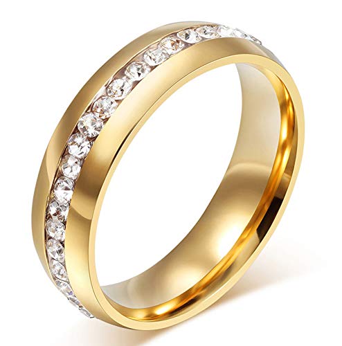 AMDXD Schmuck 18K Vergoldet Gold Edelstahlringe, Herren Damen Ringe Zirkonia Pave Elegante Polished Hochzeit Ehering Für Valentinstag von AMDXD