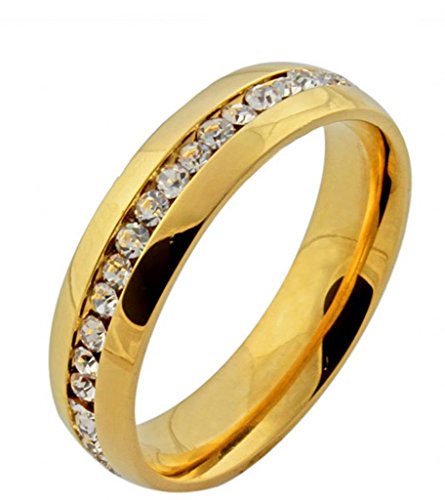 AMDXD Schmuck 18K Vergoldet Gold Eheringe, Herren Damen Ringe Zirkonia Pave Elegante Polished Hochzeit Für Valentinstag von AMDXD