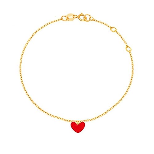 AMDXD Echt Gold Schmuck Fußkettchen, Fußkettchen Damen 18K Au750 Gold Herz Fuss Schmuck Braut 24cm von AMDXD