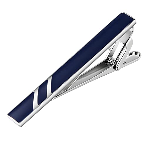 AMDXD Herren Edelstahl Krawattenklammer Tropfendes Öl Diagonal Streifen Form Kravattenadeln Blau für Festival Geburtstag Weihnachten Geschenk Tanzparty von AMDXD
