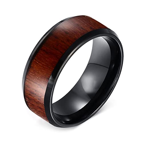 AMDXD Ringe 8MM, Ring Band Hochzeit Wolfram Holz für Männer, Schwarz, Gr.62 (19.7) von AMDXD