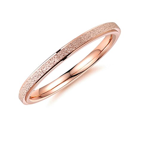 AMDXD Schmuck Titanringe für Damen Breit 2MM Matt Rosegold Ringe Mädchen Teenager Größe 54 (17.2) von AMDXD