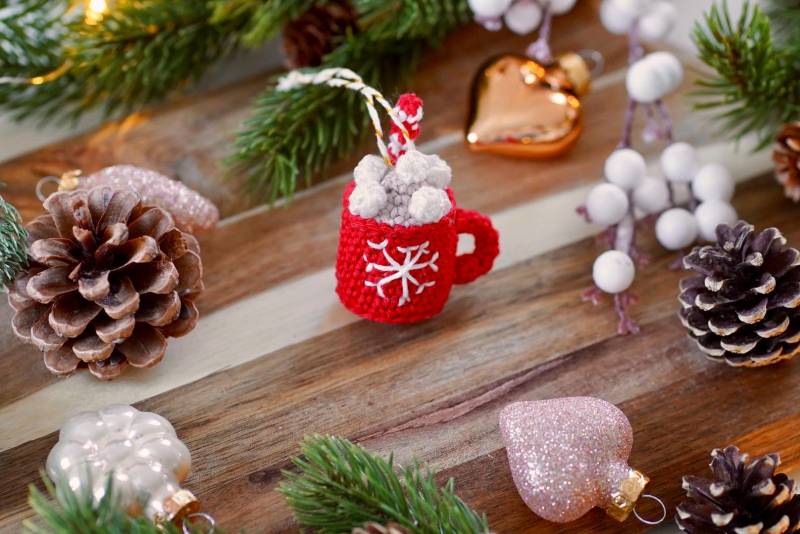 Gehäkelte Kakao Tasse Schlüsselanhänger Oder Tannenbaumschmuck Autoanhänger Amigurumi Geschenk von AmOlivenbaum