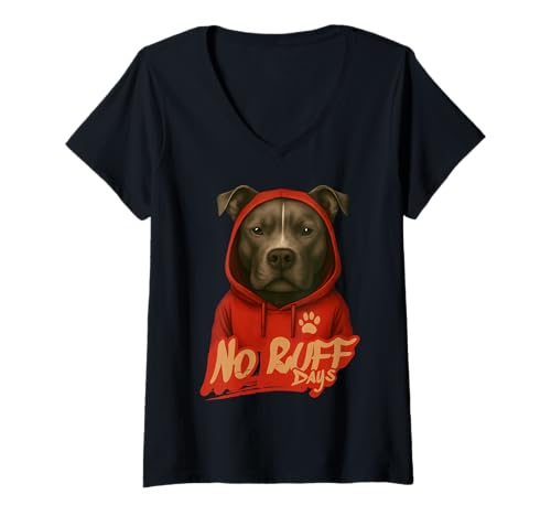 Damen Stolzer American Bullterrier Besitzer APBT Breed Staffy Breeder T-Shirt mit V-Ausschnitt von AmStaff Bull Terrier Merch Co.