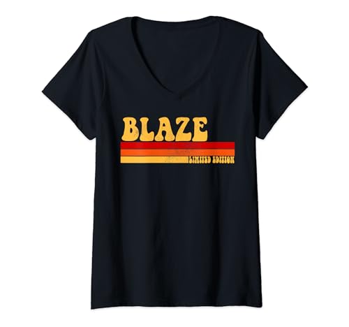 Damen Blaze Name Personalisierte Idee Herren Retro Vintage Blaze T-Shirt mit V-Ausschnitt von AmaStyle Co.