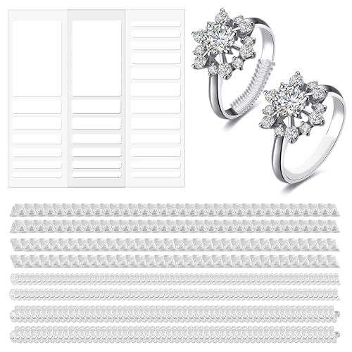 Amabro 46 Stück Ring Verkleinerung,Ringverkleinerer Unsichtbar,Ring Zu Groß Ringeinlage Sizer Ringgrößenversteller Unsichtbarer Spiralförmiger Passform Breiter für Damen Herren Alle Größen transparent von Amabro