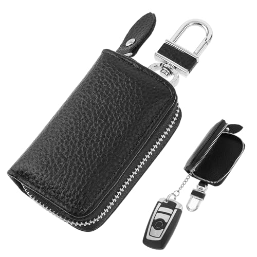 Amabro Schlüsseltasche Leder Schlüsselbund,Funkschlüssel Abschirmung Autoschlüssel Hülle Schutz Keyless Schlüssel Etui Schlüsselanhänger Tasche Abdeckung Auto Anhänger für Herren von Amabro