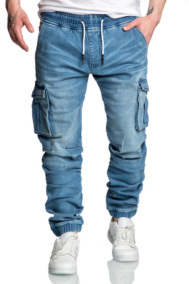 Amaci&Sons Cargojeans ALSIP Sweathose im Denim Look Herren Sweathose in Stretch Denim Jogging Jeans von Amaci&Sons