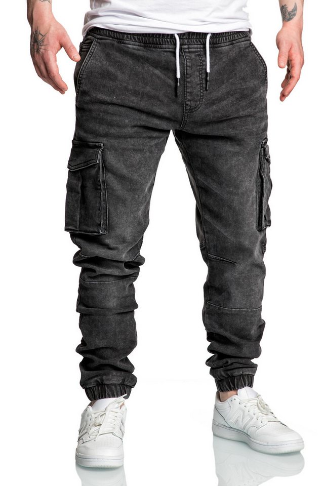 Amaci&Sons Cargojeans ALSIP Sweathose im Denim Look Herren Sweathose in Stretch Denim Jogging Jeans von Amaci&Sons