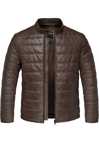 Amaci&Sons Echtleder Jacke Herren Bomber Puffer Lederjacke 9112 Dunkelbraun 3XL von Amaci&Sons