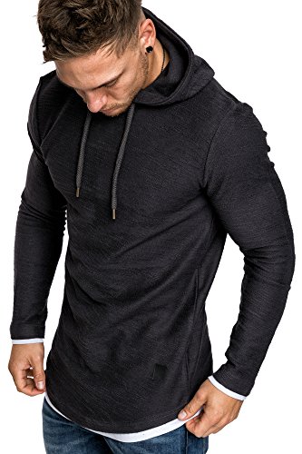 Amaci&Sons Herren 2in1 Oversize Kapuzenpullover Hoodie Sweater Sweatjacke Pullover Sweatshirt 4014 Anthrazit S von Amaci&Sons
