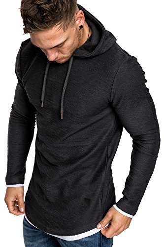 Amaci&Sons Herren 2in1 Oversize Kapuzenpullover Hoodie Sweater Sweatjacke Pullover Sweatshirt 4014 Anthrazit XL von Amaci&Sons