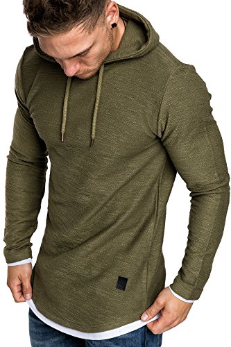 Amaci&Sons Herren 2in1 Oversize Kapuzenpullover Hoodie Sweater Sweatjacke Pullover Sweatshirt 4014 Khaki XXL von Amaci&Sons