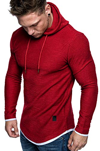 Amaci&Sons Herren 2in1 Oversize Kapuzenpullover Hoodie Sweater Sweatjacke Pullover Sweatshirt 4014 Rot M von Amaci&Sons