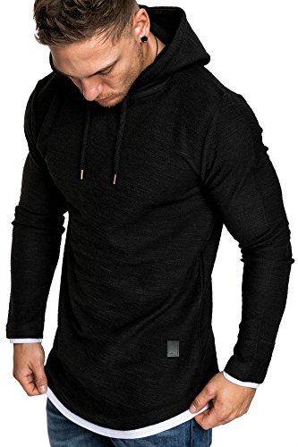 Amaci&Sons Herren 2in1 Oversize Kapuzenpullover Hoodie Sweater Sweatjacke Pullover Sweatshirt 4014 Schwarz L von Amaci&Sons