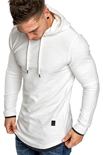 Amaci&Sons Herren 2in1 Oversize Kapuzenpullover Hoodie Sweater Sweatjacke Pullover Sweatshirt 4014 Weiß L von Amaci&Sons