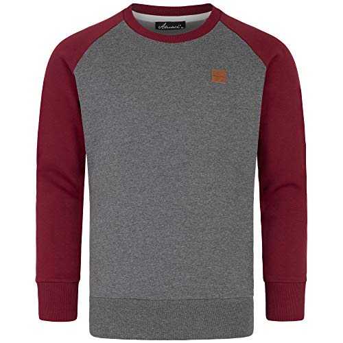 Amaci&Sons Herren Basic College Sweatjacke Pullover Hoodie Sweatshirt 4050 Anthrazit/Bordeaux 3XL von Amaci&Sons