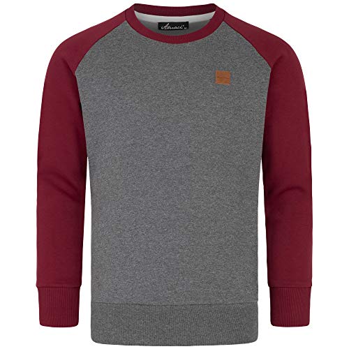 Amaci&Sons Herren Basic College Sweatjacke Pullover Hoodie Sweatshirt 4050 Anthrazit/Bordeaux L von Amaci&Sons