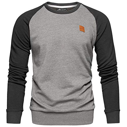 Amaci&Sons Herren Basic College Sweatjacke Pullover Hoodie Sweatshirt 4050 Anthrazit/Schwarz XL von Amaci&Sons