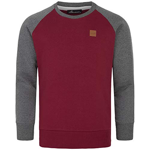 Amaci&Sons Herren Basic College Sweatjacke Pullover Hoodie Sweatshirt 4050 Bordeaux/Anthrazit M von Amaci&Sons