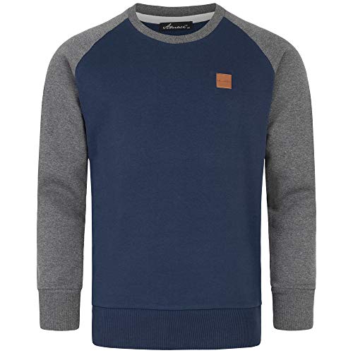 Amaci&Sons Herren Basic College Sweatjacke Pullover Hoodie Sweatshirt 4050 Navyblau/Anthrazit XXL von Amaci&Sons