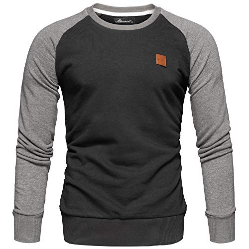 Amaci&Sons Herren Basic College Sweatjacke Pullover Hoodie Sweatshirt 4050 Schwarz/Anthrazit L von Amaci&Sons