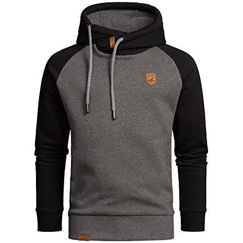 Amaci&Sons Herren Basic Kapuzenpullover Sweatjacke Pullover Hoodie Sweatshirt 4053 Anthrazit/Schwarz S von Amaci&Sons
