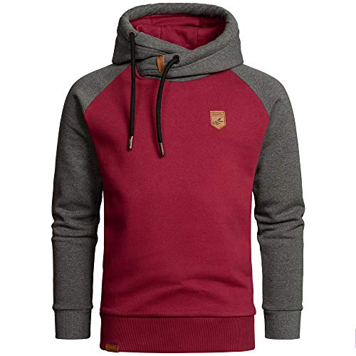 Amaci&Sons Herren Basic Kapuzenpullover Sweatjacke Pullover Hoodie Sweatshirt 4053 Bordeaux/Anthrazit M von Amaci&Sons