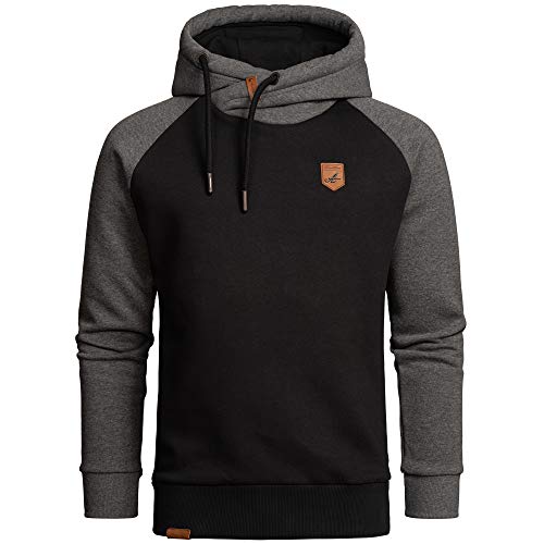 Amaci&Sons Herren Basic Kapuzenpullover Sweatjacke Pullover Hoodie Sweatshirt 4053 Schwarz/Anthrazit XXL von Amaci&Sons