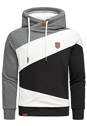 Amaci&Sons Herren Basic Kapuzenpullover Sweatjacke Pullover Hoodie Sweatshirt 4065 Anthrazit/Weiß/Schwarz XL von Amaci&Sons