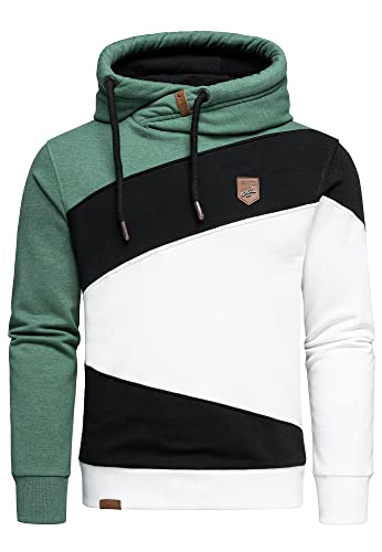 Amaci&Sons Herren Basic Kapuzenpullover Sweatjacke Pullover Hoodie Sweatshirt 4065 Grün/Schwarz/Weiß L von Amaci&Sons