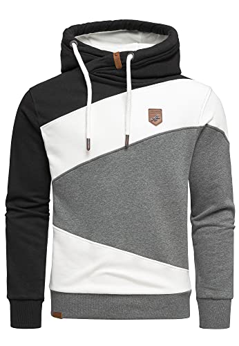 Amaci&Sons Herren Basic Kapuzenpullover Sweatjacke Pullover Hoodie Sweatshirt 4065 Schwarz/Weiß/Anthrazit M von Amaci&Sons