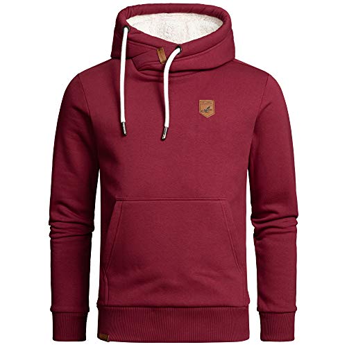 Amaci&Sons Herren Basic Kapuzenpullover Sweatjacke Pullover Plüsch Hoodie Sweatshirt 4054 Bordeaux XL von Amaci&Sons