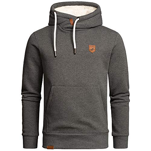 Amaci&Sons Herren Basic Kapuzenpullover Sweatjacke Pullover Plüsch Hoodie Sweatshirt 4054 Dunkelgrau L von Amaci&Sons