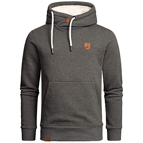 Amaci&Sons Herren Basic Kapuzenpullover Sweatjacke Pullover Plüsch Hoodie Sweatshirt 4054 Dunkelgrau XXL von Amaci&Sons