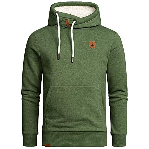 Amaci&Sons Herren Basic Kapuzenpullover Sweatjacke Pullover Plüsch Hoodie Sweatshirt 4054 Grün Melange 3XL von Amaci&Sons