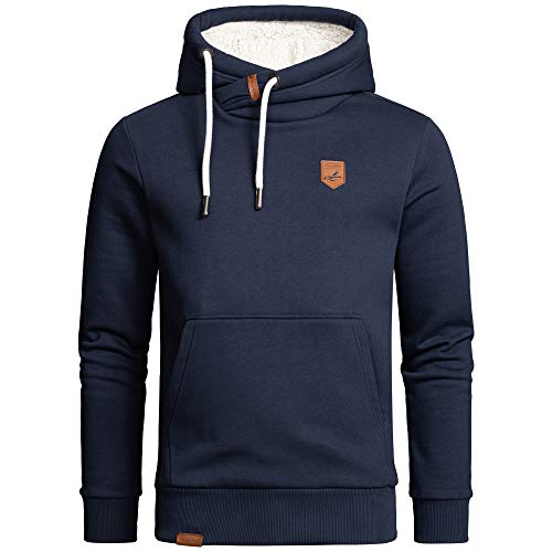 Amaci&Sons Herren Basic Kapuzenpullover Sweatjacke Pullover Plüsch Hoodie Sweatshirt 4054 Navyblau 3XL von Amaci&Sons