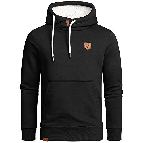Amaci&Sons Herren Basic Kapuzenpullover Sweatjacke Pullover Plüsch Hoodie Sweatshirt 4054 Schwarz 3XL von Amaci&Sons