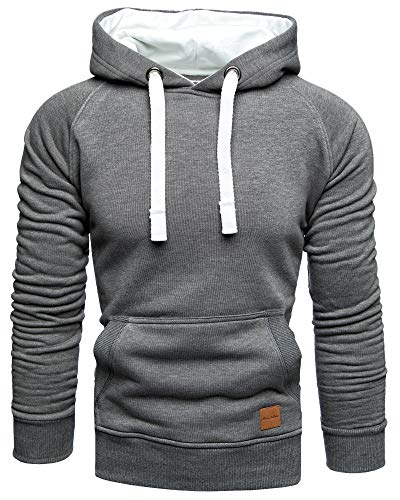 Amaci&Sons Herren Basic Kontrast Kapuzenpullover Sweatjacke Pullover Hoodie Sweatshirt 1-04027 Anthrazit L von Amaci&Sons