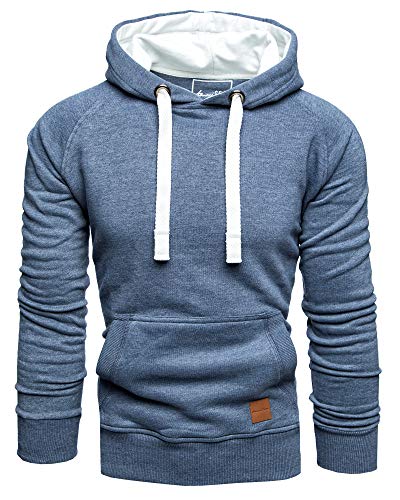 Amaci&Sons Herren Basic Kontrast Kapuzenpullover Sweatjacke Pullover Hoodie Sweatshirt 1-04027 Blau M von Amaci&Sons