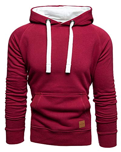 Amaci&Sons Herren Basic Kontrast Kapuzenpullover Sweatjacke Pullover Hoodie Sweatshirt 1-04027 Bordeaux M von Amaci&Sons