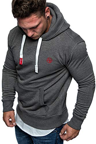 Amaci&Sons Herren Basic Logo Kapuzenpullover Sweatjacke Pullover Hoodie Sweatshirt 1-04028 Anthrazit L von Amaci&Sons