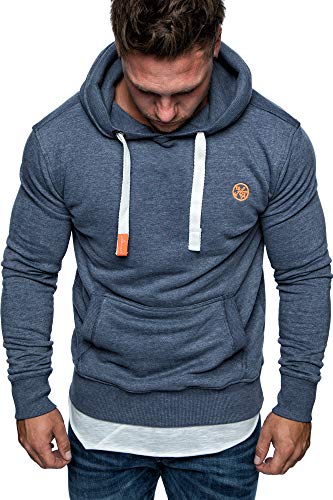 Amaci&Sons Herren Basic Logo Kapuzenpullover Sweatjacke Pullover Hoodie Sweatshirt 1-04028 Blau XXL von Amaci&Sons