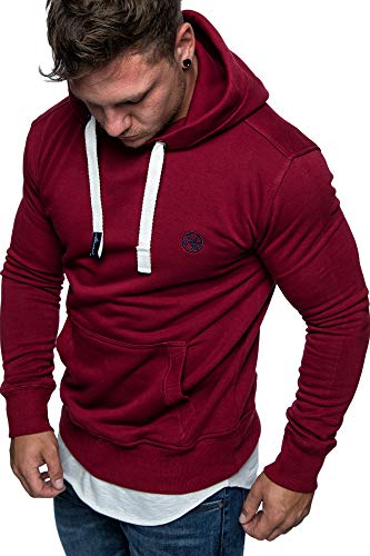 Amaci&Sons Herren Basic Logo Kapuzenpullover Sweatjacke Pullover Hoodie Sweatshirt 1-04028 Bordeaux M von Amaci&Sons