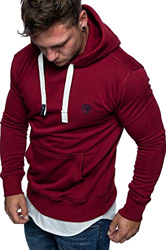 Amaci&Sons Herren Basic Logo Kapuzenpullover Sweatjacke Pullover Hoodie Sweatshirt 1-04028 Bordeaux XL von Amaci&Sons