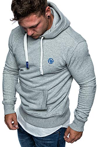 Amaci&Sons Herren Basic Logo Kapuzenpullover Sweatjacke Pullover Hoodie Sweatshirt 1-04028 Hellgrau L von Amaci&Sons